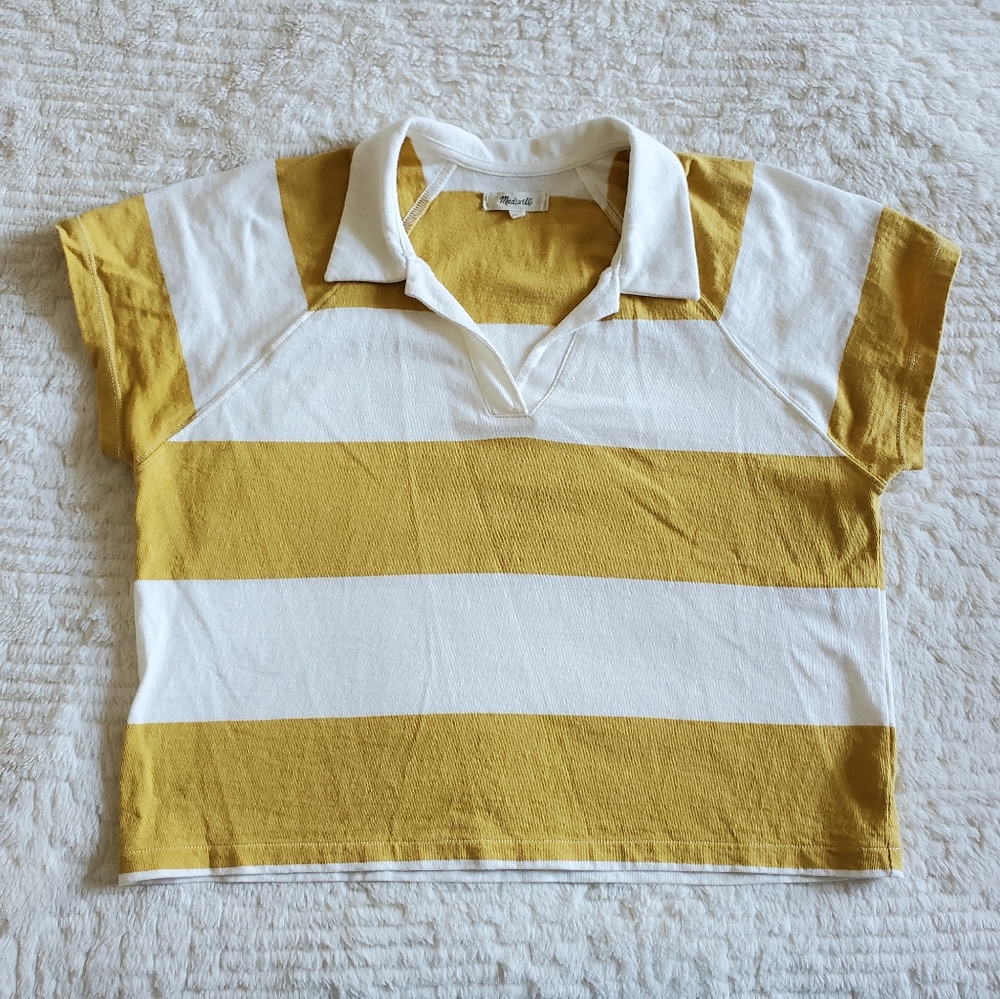 Madewell | white and yellow rugby style shirt